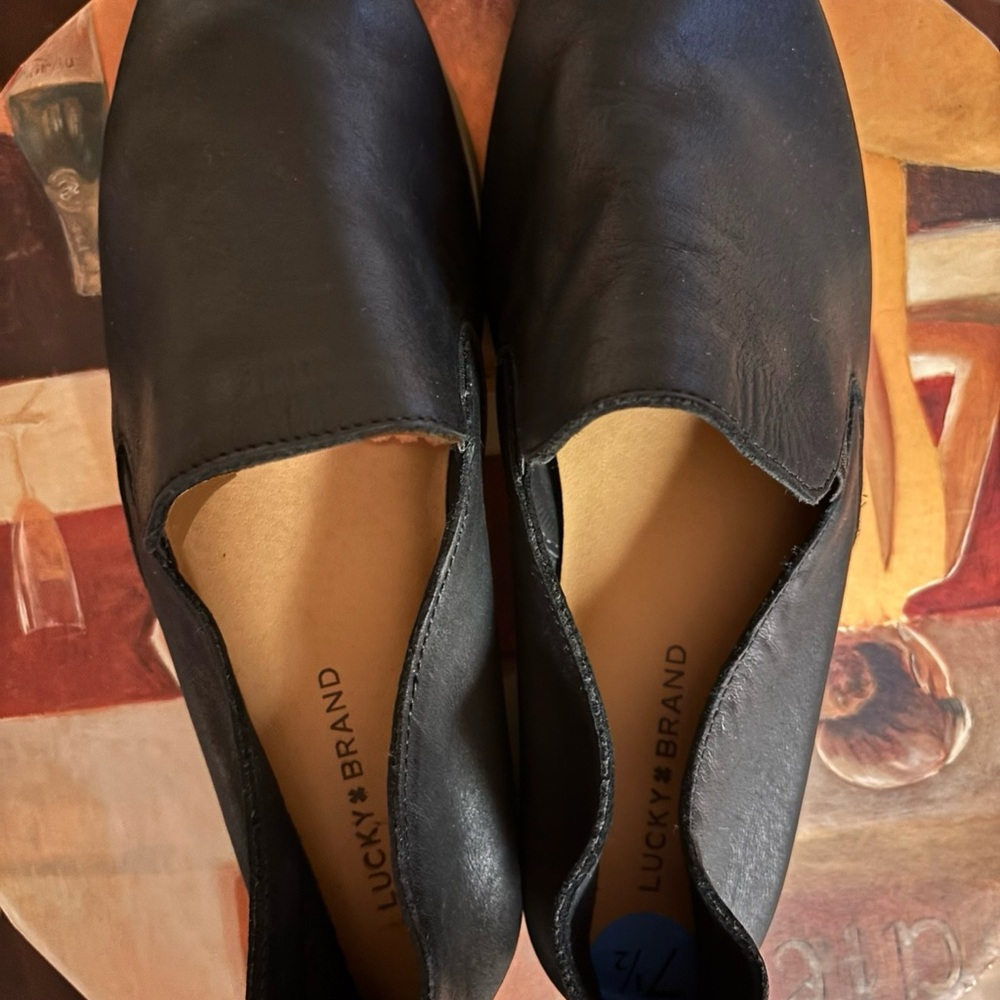 SOLD-Lucky Brand Women's Black Leather Slip-On Shoes 7.5